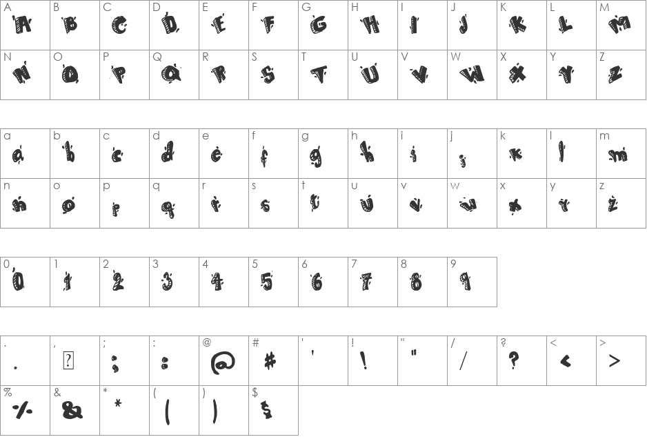 CARTOON 80 font character map preview