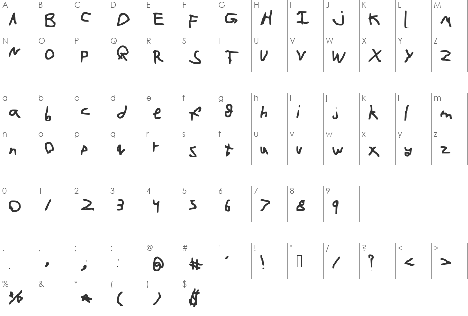 cartoonfont font character map preview