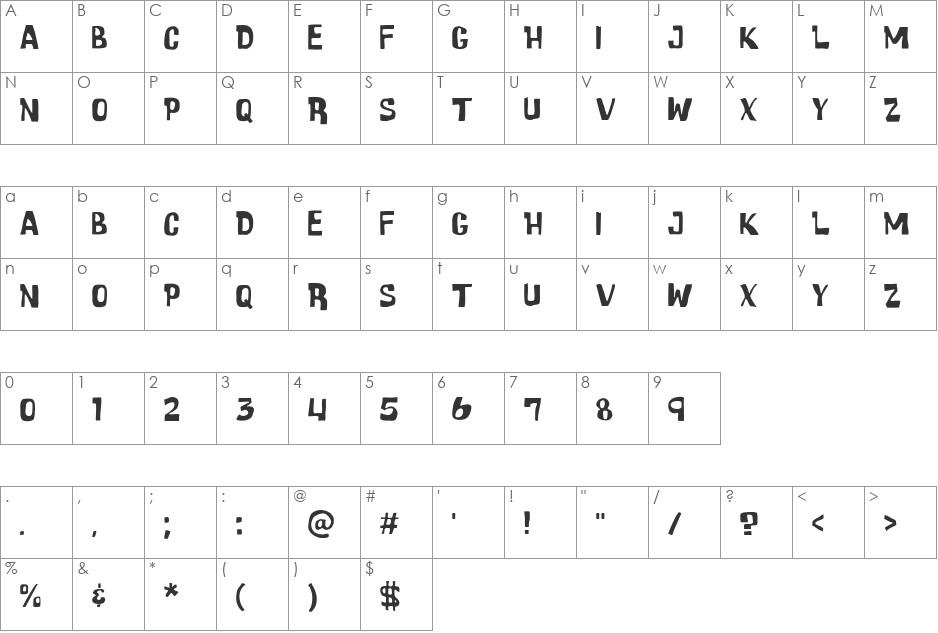 Cartoonic Massive font character map preview