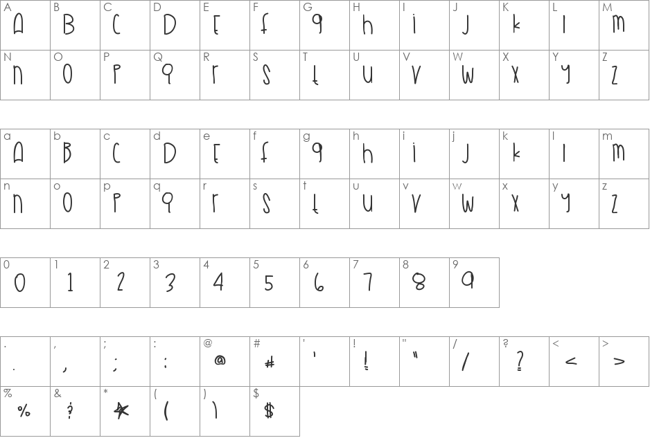 AirMax90 font character map preview