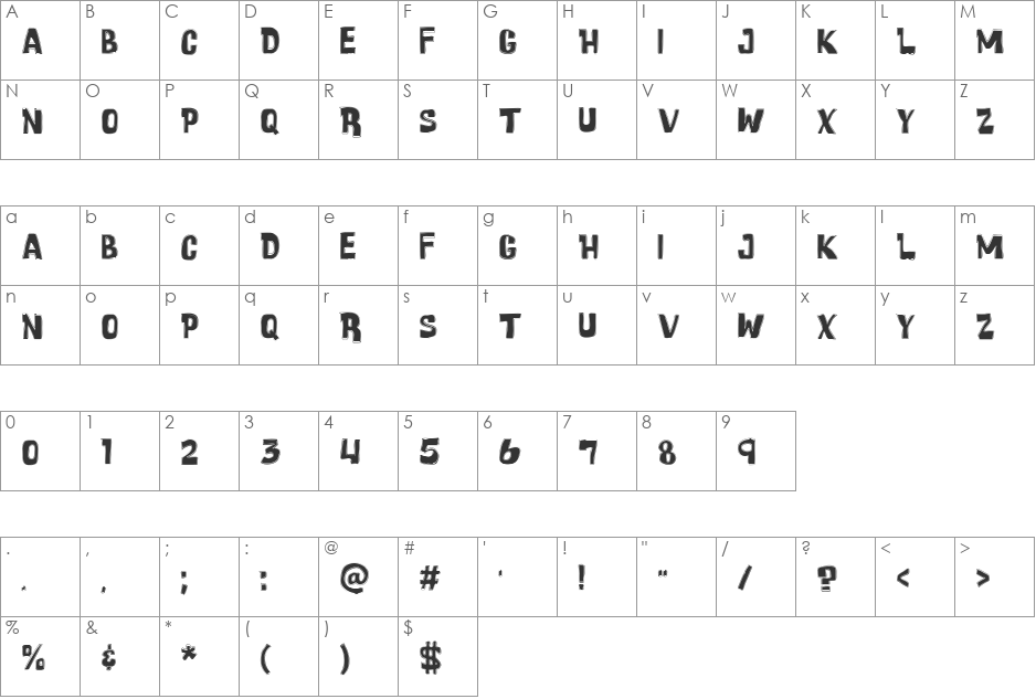 Cartoonic Massive Wacky font character map preview