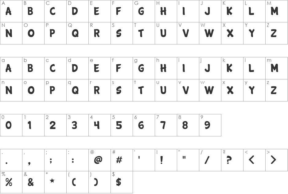 Cartwheel font character map preview