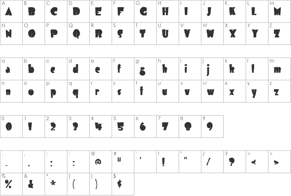 Airmole font character map preview