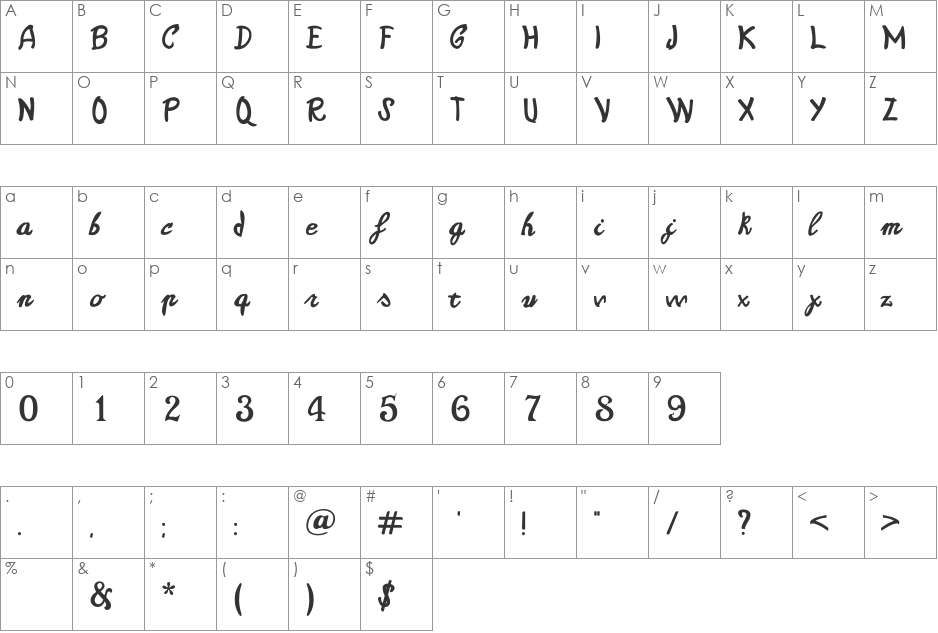 Casablanca font character map preview