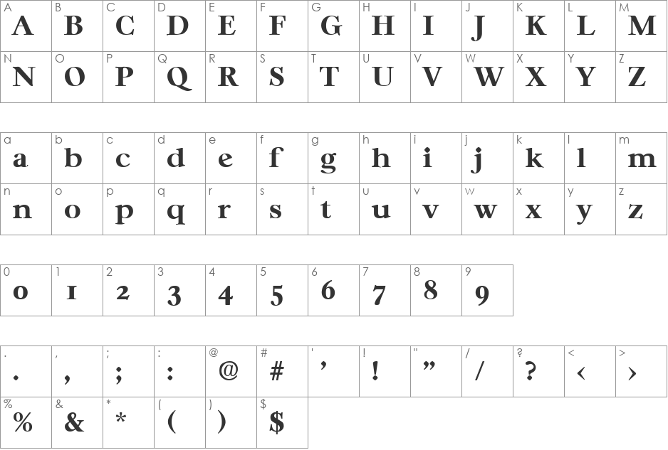 Casablanca-Bold font character map preview