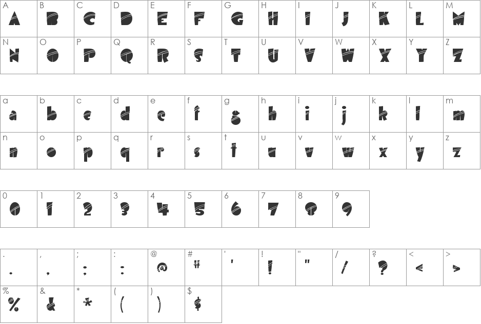 Airmole font character map preview