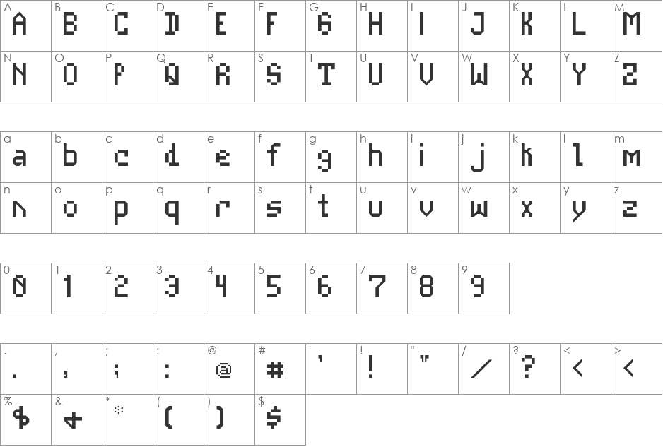 Casale NBP font character map preview