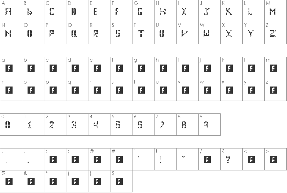 Casey font character map preview