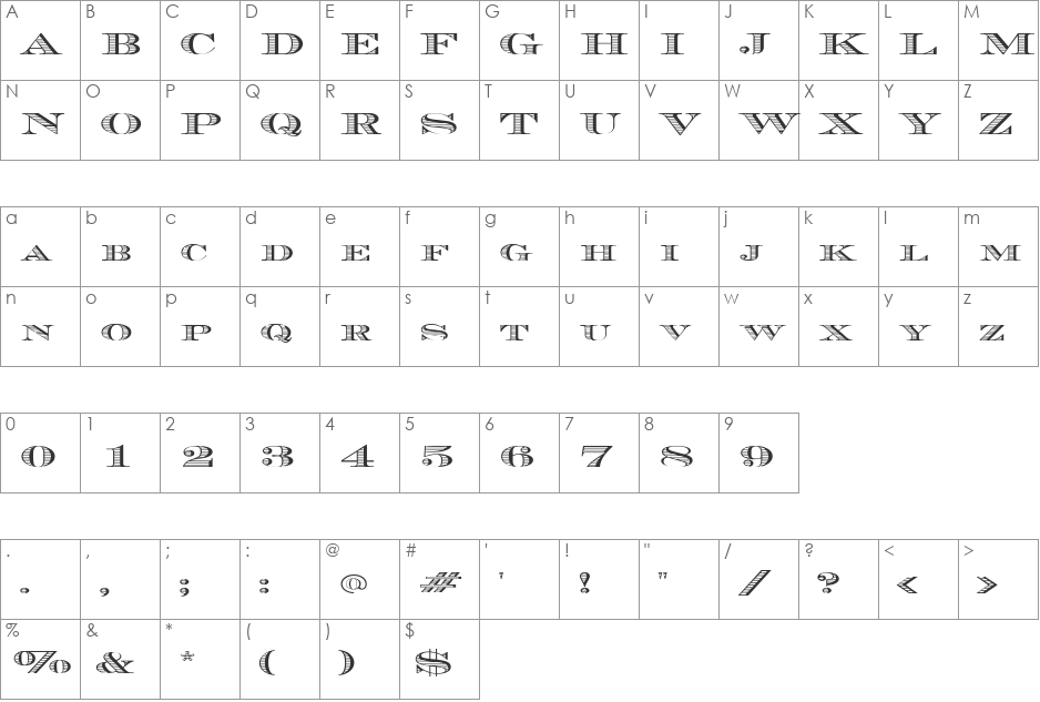 CashExtended font character map preview