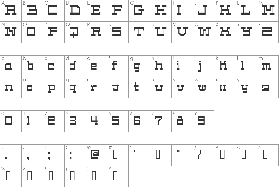 Cask12bit font character map preview