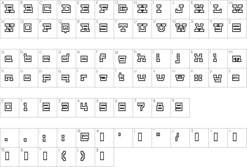 Cask14bit font character map preview