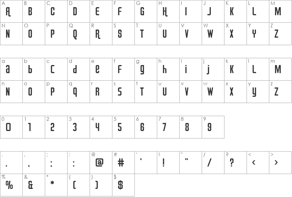 Airport font character map preview