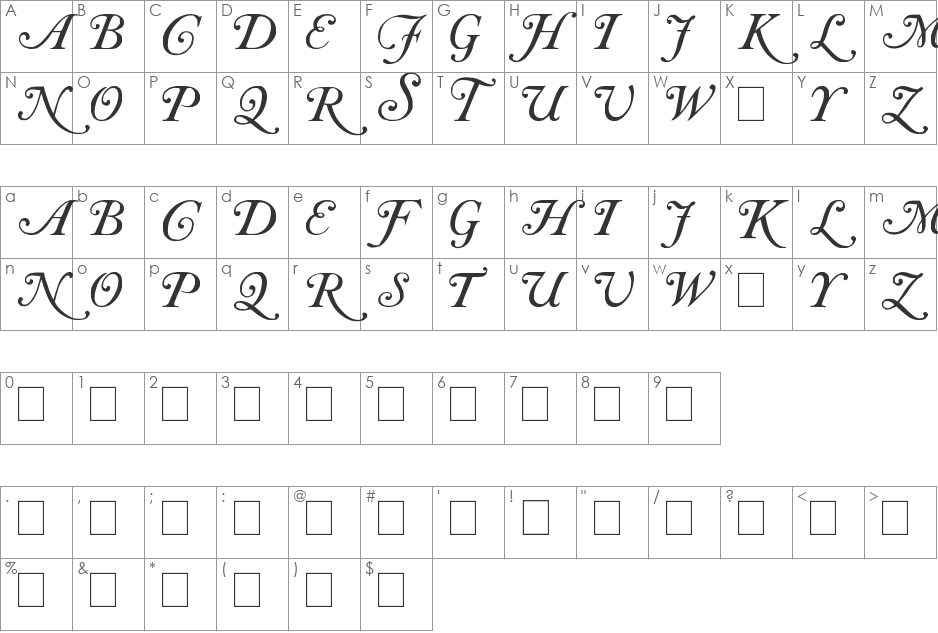 Caslon Initials font character map preview