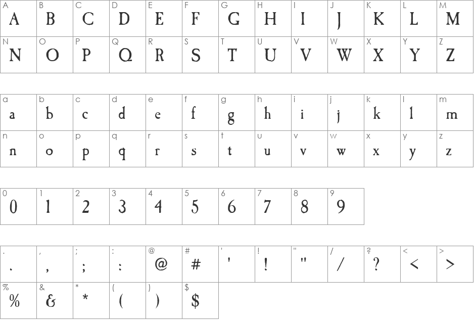 CaslonAntT font character map preview