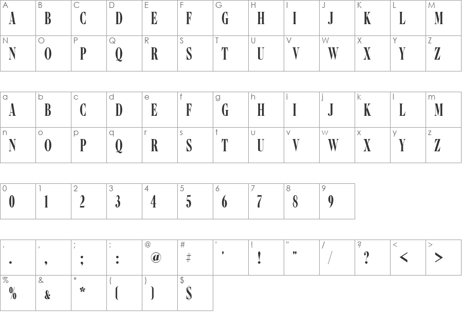 CaslonGraComD font character map preview