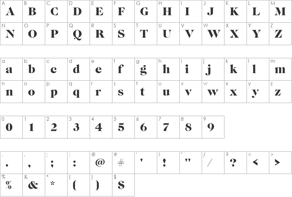 CaslonGraD font character map preview