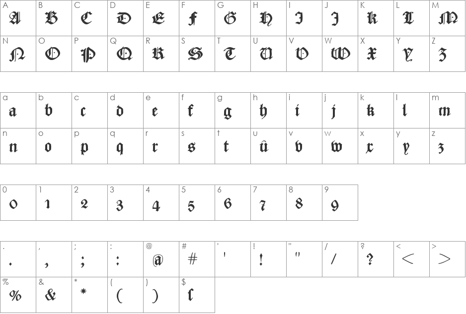CaslonishFraxx font character map preview