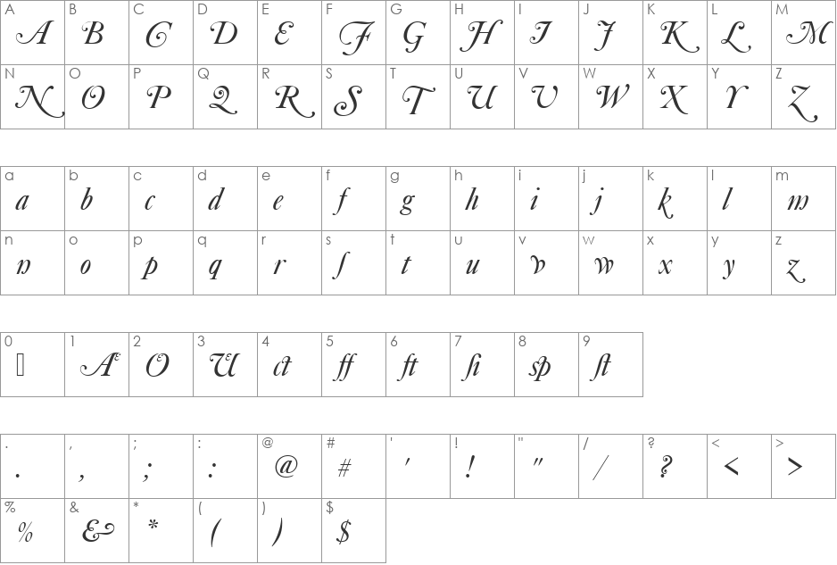 CaslonNo540SwaAltD font character map preview