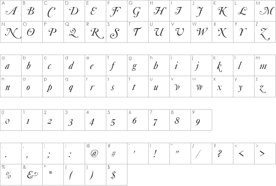 CaslonNo540SwaD font character map preview