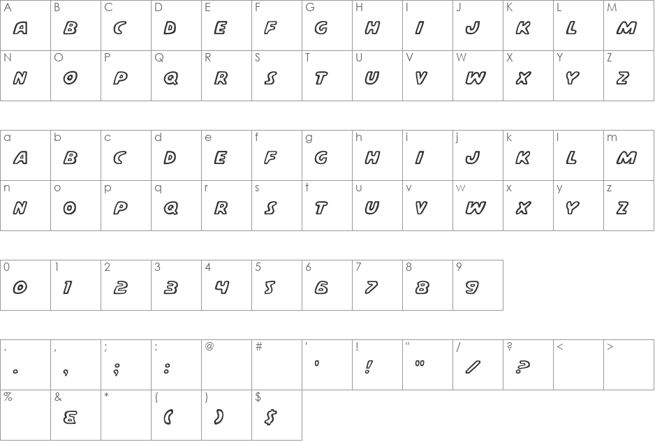 Casper Comics font character map preview