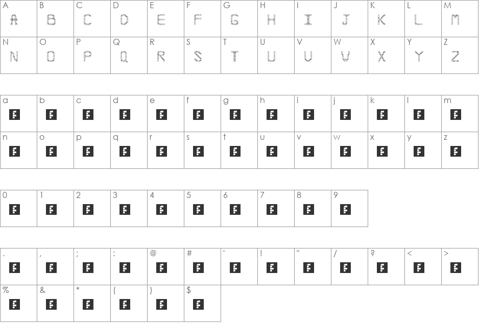 Cassia test font character map preview