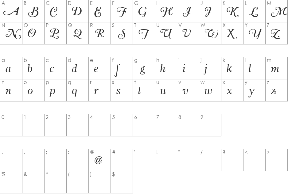 Caswallon Demo font character map preview