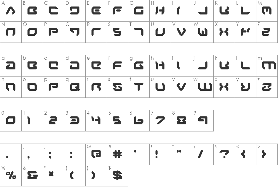 Airstrip One font character map preview