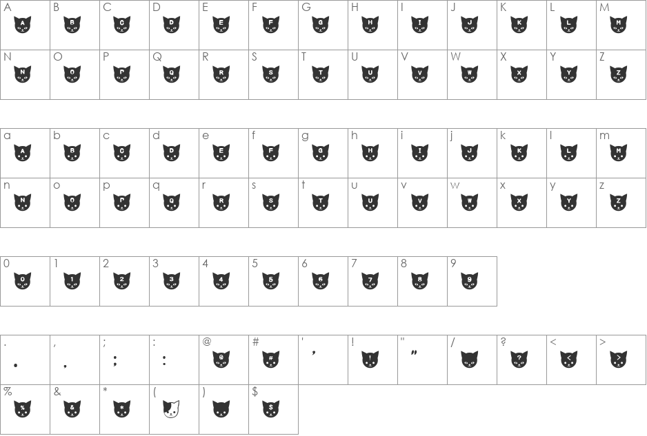 cat-chy font character map preview