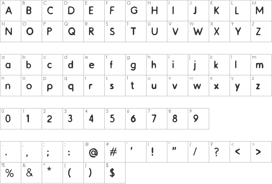 Catalogue font character map preview