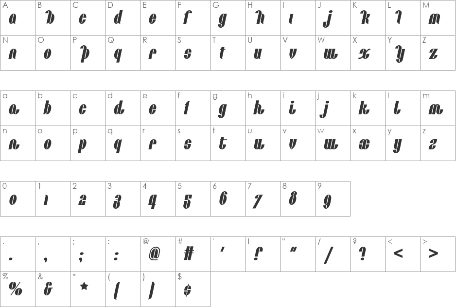 Catalunya Choo Choo NF font character map preview