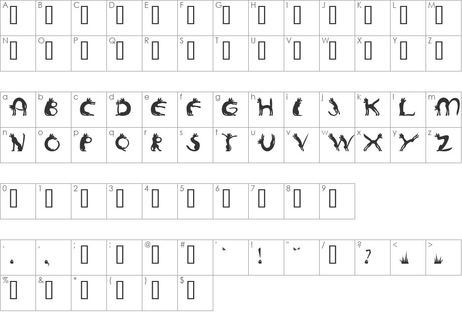 Catastrophe font character map preview