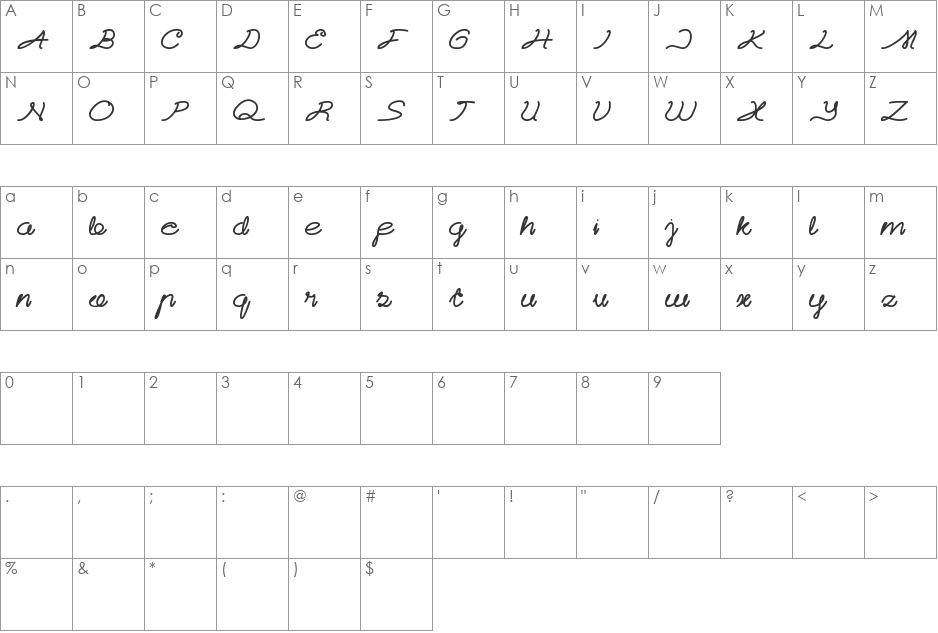 Catatan Harian font character map preview