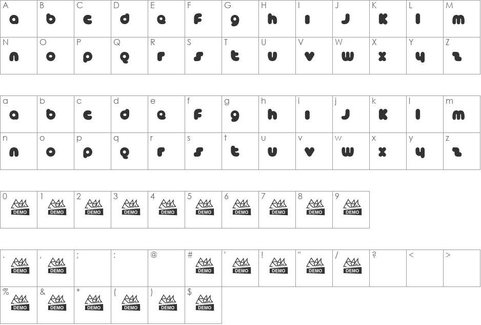 CATB font character map preview