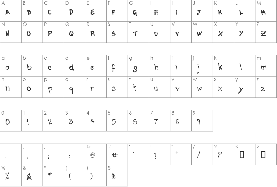 Catchup Sans font character map preview