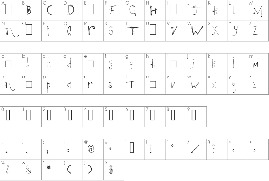 Caterpillar Demo font character map preview