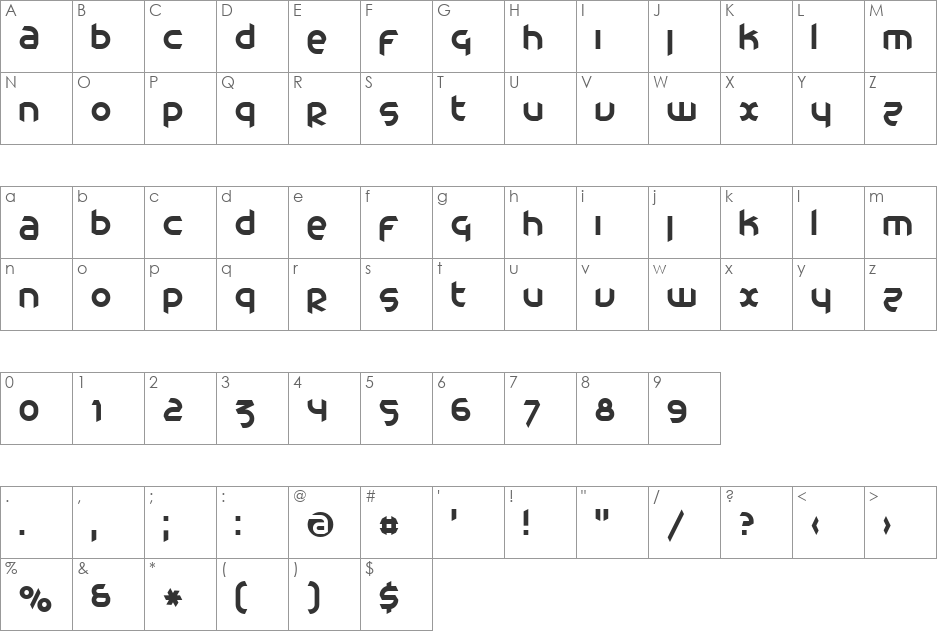 Catharsis Cargo font character map preview