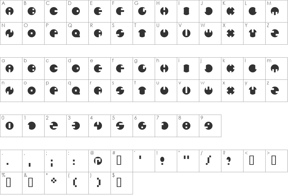 Catharsis Circular font character map preview