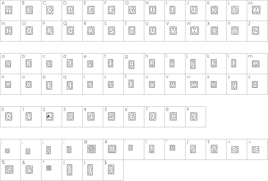 Cathedral font character map preview