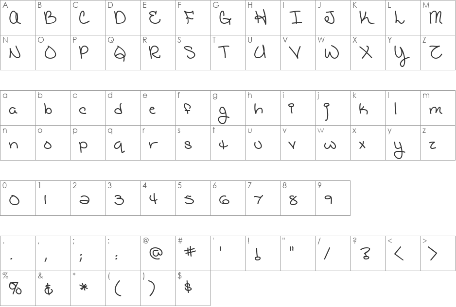CatholicSchoolGirls BB font character map preview