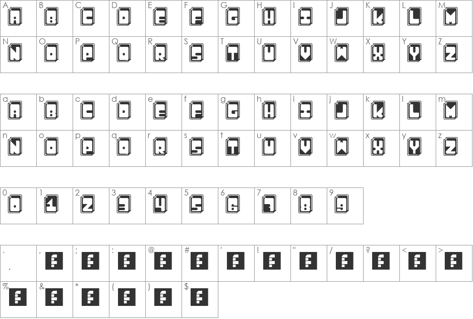 CATY font character map preview