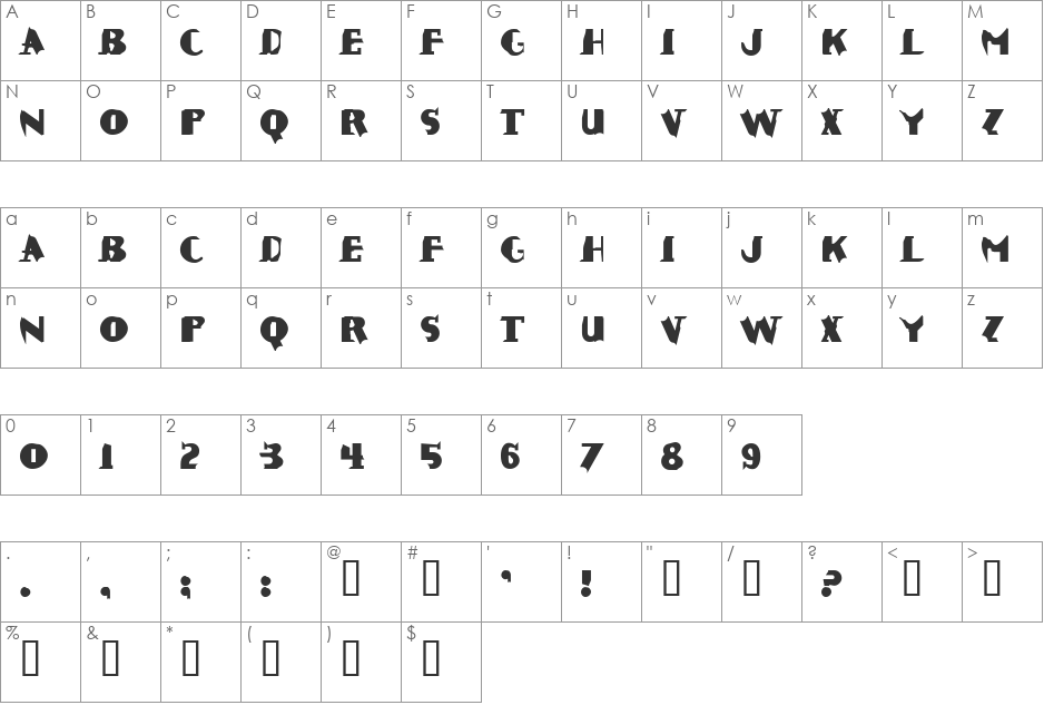Caustic Biomorph ExtraBold font character map preview