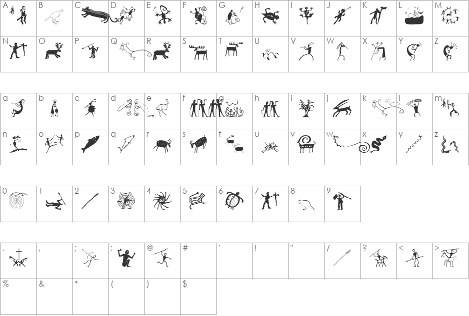 CaveBatsFour font character map preview