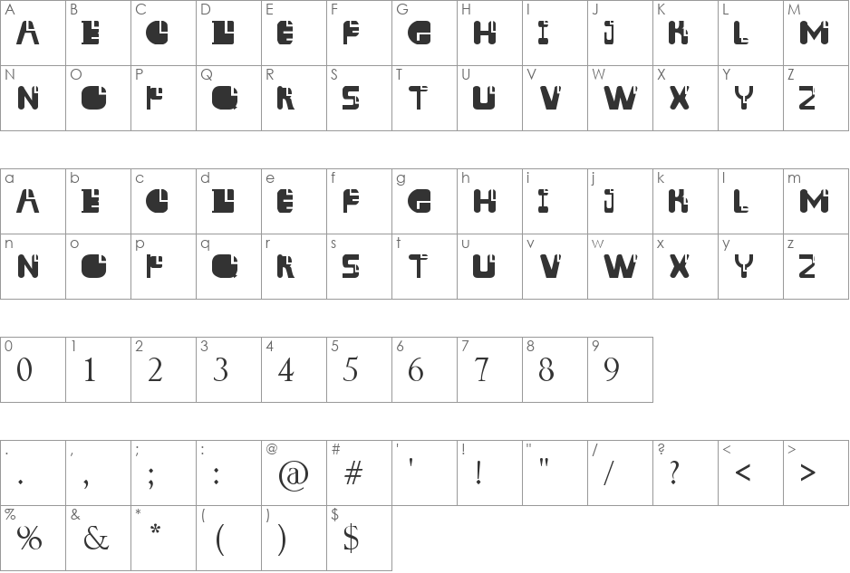 AISSUR font character map preview