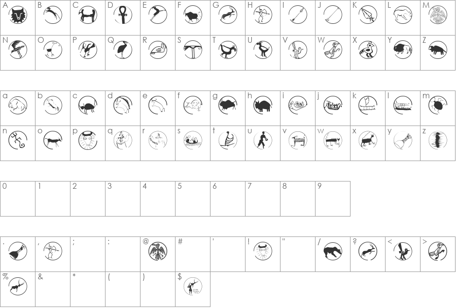 CavebatsOneA font character map preview