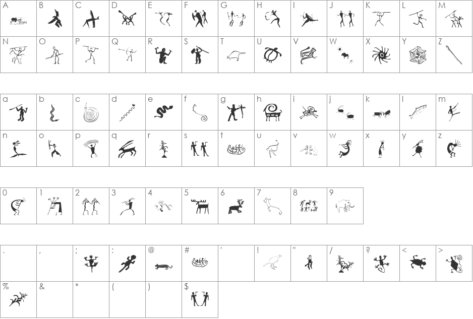 CavePopart font character map preview