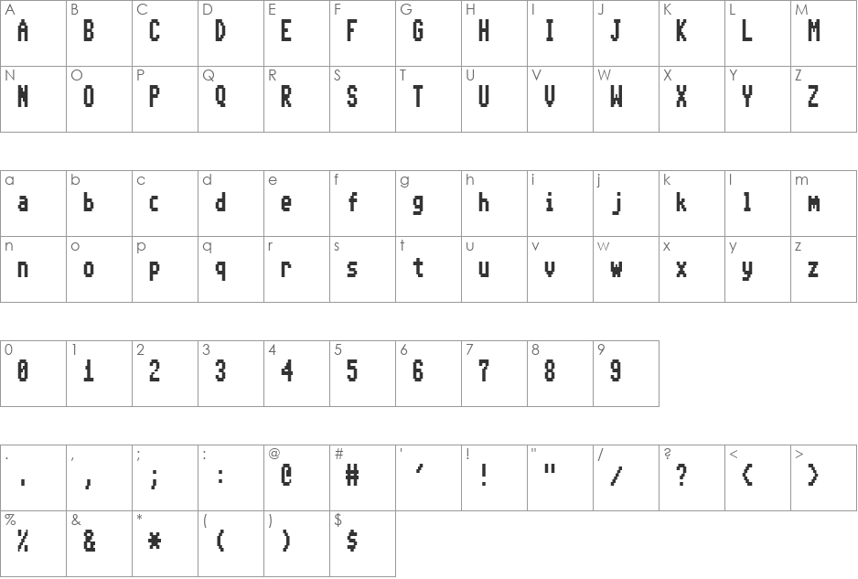 CBM-64 80 Column font character map preview