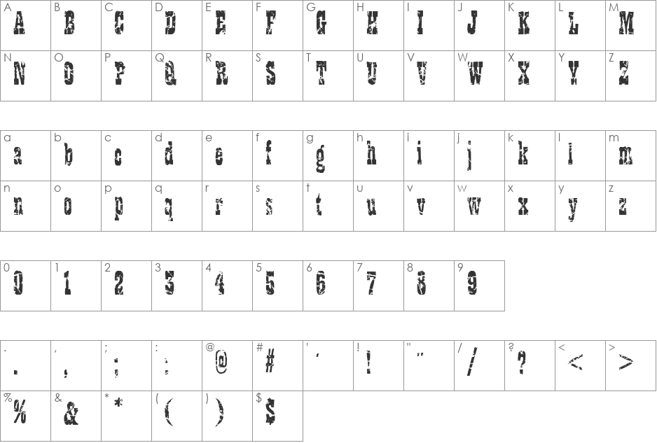 CBX-JessieJames font character map preview