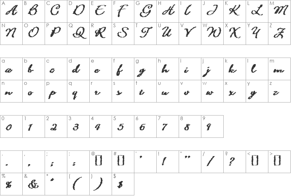 CBX-Watercolor font character map preview