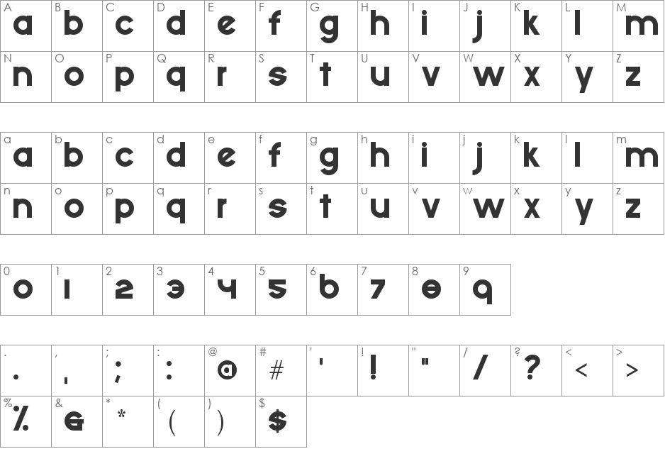 CC Colon font character map preview