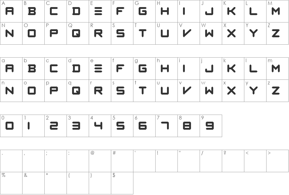 CEAB font character map preview